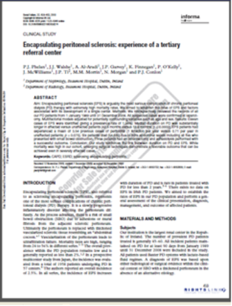 ulating peritoneal sclerosis experience of a tertiary referral center pic